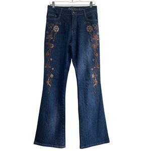 Yoni Jay Jeans Women’s Size 8 Dark Blue Wash Beaded Sequin Embroidered